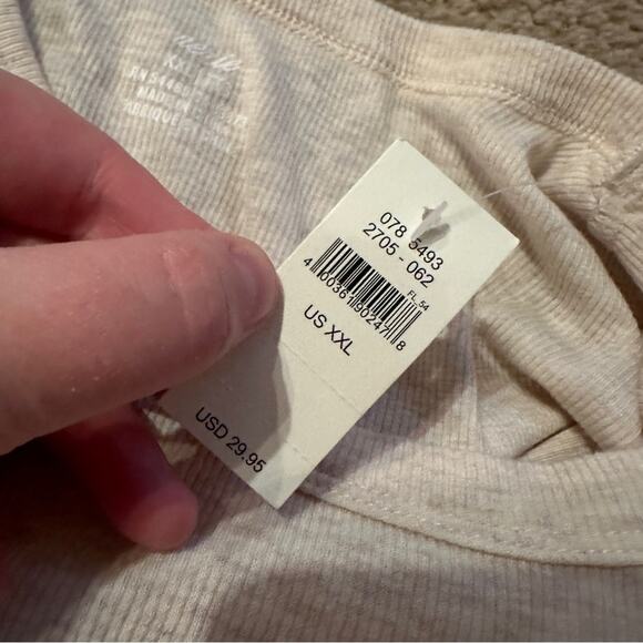 Aerie Cream Long Sleeve Ribbed Knit Crewneck Pullover Top Sz XXL NEW - Picture 10 of 10